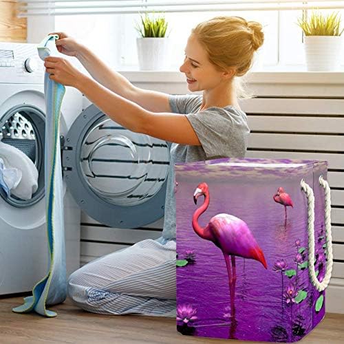 Flamingos rosa unicey rosa impermeável lavanderia dobrável cesto balde para garotos quarto berçário bebê berçário