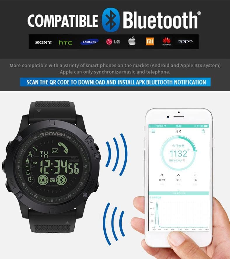 Byikun Activity Trackers and Smartwatches, Smartwatch RuggedWatch de 33 meses Time de espera 24h Monitoramento para qualquer clima, relógio inteligente que pode enviar uma mensagem e chamar, relógio inteligente para iOS e Android, Fitness Watch #D