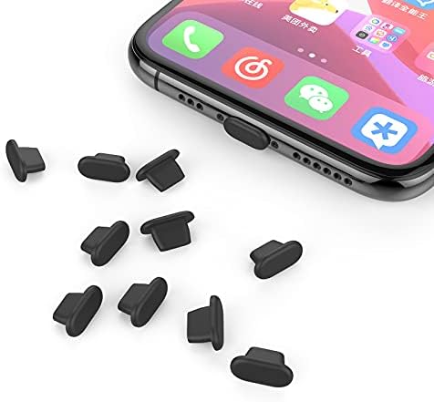 Plugues anti -pó para iPhone 14, 13, 12, 11, Pro, X, Xs Max, Xr, 8, 8 Plus, 7, 7 Plus, 6 Plus, 6s Plus, 6, 6 Plus, SE, IPONE iPhone ipad mini/ar ipods, preto