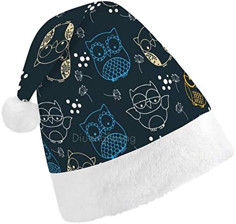 Chapéu de Papai Noel de Natal, Chapéu de Férias de Natal de Owl Dark para adultos, Hats de Natal Unisex Comfort para o ano novo Evento de festa de férias festivas