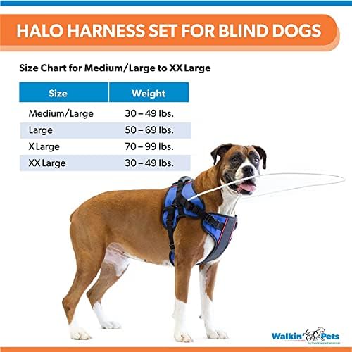 Arnês de halo | Arnês para cães cegos | Ajustável para um ajuste personalizado | Para animais de estimação acima de 30 libras