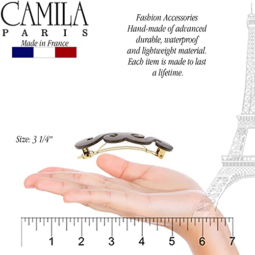 Camila Paris CP3170 Clipe de Barrette de Cabelo Francês para Meninas, Armaduras Armadas, Marrom, Metal Dourado Forte Clipes de Hair