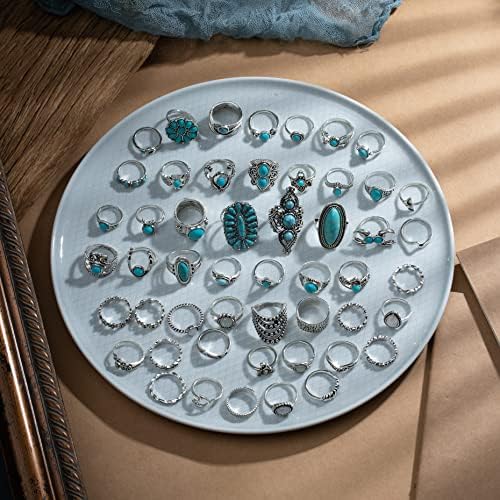 Anéis de junta de prata vintage BVGA definida para mulheres anéis de turquesa ocidental, anel midi bohemiano anel, anéis grossos, pacote