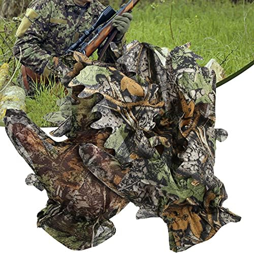 Luvas de caça ao PLPLAAOO para homens, luvas de caça masculinas, luvas de camuflagem, 3D confortável camuflagem de folhas de dedo completo não lutas de escape acessórios de caça ao ar livre, coisas de caça para homens