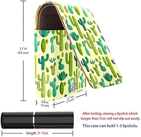 Caixa de batom de maquiagem para a mão externa desenhada de cacto amarelo verde Padrão de batom portátil Organizador