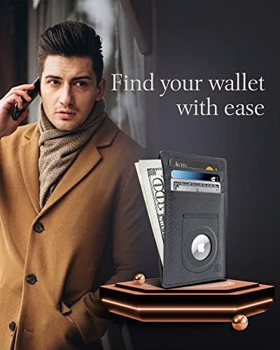 Access negado negado o suporte de tag de couro genuíno - carteiras minimalistas finas para homens e mulheres - bolso