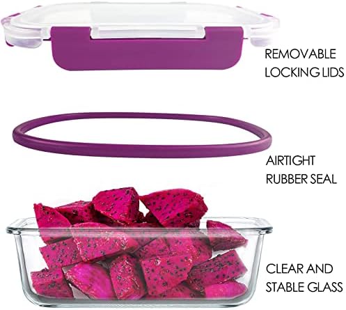 Recipientes de armazenamento de alimentos de vidro Crest com tampas herméticas 24 peças [12 recipientes com tampas]