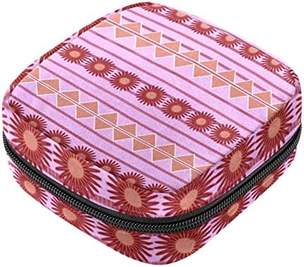 Bolsa de armazenamento de guardanapos sanitários de Oryuekan, bolsas de zíper menstrual reutilizável portátil, bolsa de armazenamento de tampões para mulheres meninas, padrão étnico boêmio vintage rosa