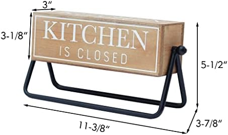 Turnável Decoração de prateleira de madeira de 4 lados, a cozinha está aberta, a cozinha está fechada, os pratos são sujos, os pratos são limpos, placas de mesa de fazenda para cozinha, 11,4 ”W x 5,9” h