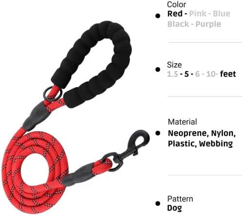 4UPSTER DOG DOG LEASH DOVIDO LONGO DOM LONHA PARA PUNHO, PEQUENO COMOS PEQUENOS, MÉDIO E GRANDE