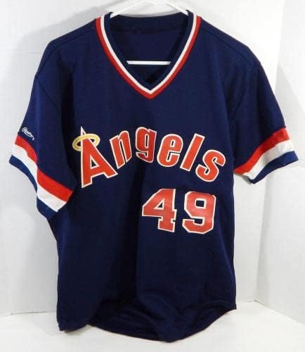 1987 California Angels 49 Game Usado Jersey da Marinha Prática de rebatidas 46 DP22328 - Jerseys MLB usada para jogo MLB