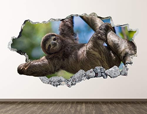 West Mountain Sloth Wall Decaling Art Decor 3D Smashed Kids Animal Sticker Mural Berçária Gift BL010