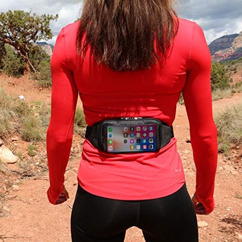 Sporteer Kinetic K1 Running Belt Ciay Pack - Compatível com o iPhone 14 Pro Max, 14 Plus, 13 Pro Max, 14/13 Pro, 14/13, 12/11 Pro Max, XR, Galaxy S22 Plus, S22 Ultra, e muitas outras marcas - se encaixa em casos