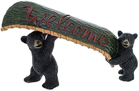 Pine Ridge Black Bear Canoe Wildlife Sinal de boas -vindas - Decorações de decoração de mesa de boas -vindas para a cabine -