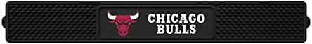 FanMats 14049 Chicago Bulls Drink Bar Mat - 3,25in. x 24in. - tapete durável de secagem de pratos, fácil limpo, contador de