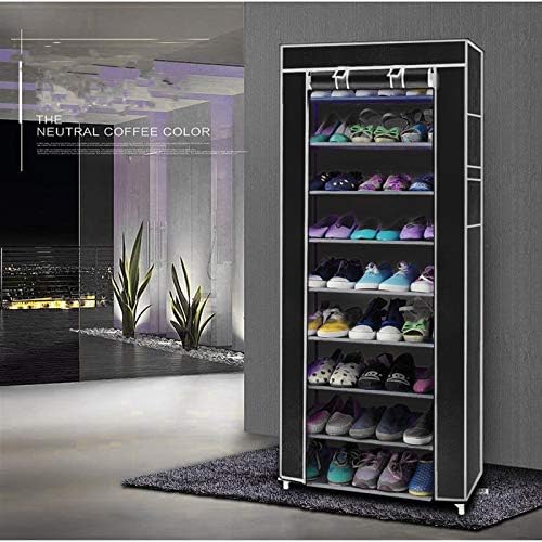 N-Um rack de sapato com cover à prova de pó Organizador do armário de armazenamento de sapatos, organizador de armazenamento de sapatos que economiza espaço, cobertura de tecido impermeável não tecida