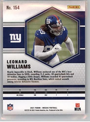 2021 Panini Mosaic 154 Leonard Williams New York Giants NFL Football Trading Card