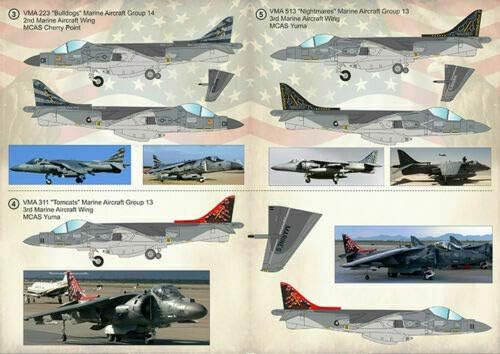 Escala de impressão 72-214-1/72 Decalque para AV-8B Harrier II