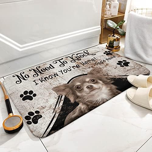 Bath tapete chihuahua tapetes de porta personalizados nome personalizado cão de estimação foto de cachorro pequeno tapete de pelúcia para banheiro com backing de borracha absorvente 15 x25