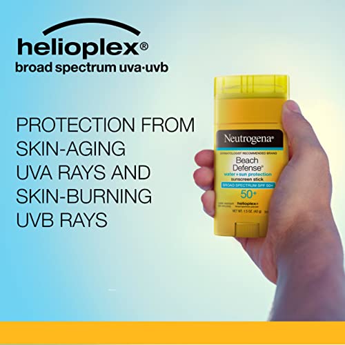 Protetora solar resistente à água de Neutrogena Beach com Broad Spectrum SPF 50+, livre de paba e livre de oxirbenzona, proteção UVA/UVB, protetor solar face e corporal, 1,5 oz