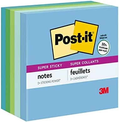 Post-it Super Sticky Recycled Notes, 3x3 pol.