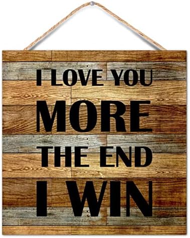 Tema de aniversário do casal rústico Wood Pallet Love dizendo que eu te amo mais o fim, eu ganho 12x12in de madeira