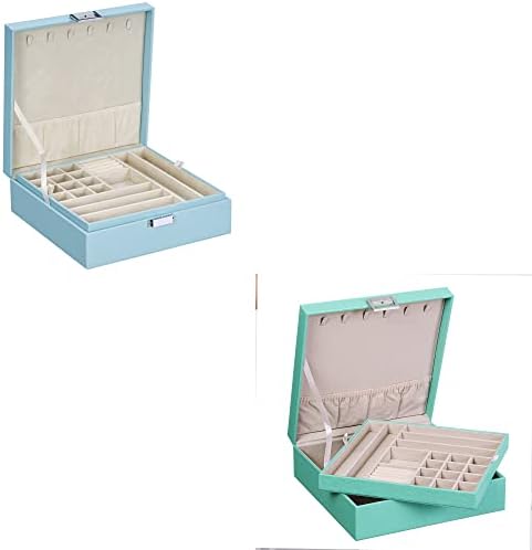 Caixa de jóias de imagem de produto bewishome para mulheres Organizador de jóias meninas Caixa 2 Camadas caixas de