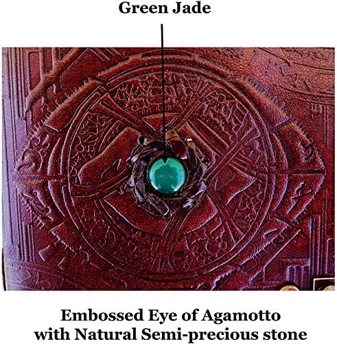 Doutor Strange Eye of Agamotto em relevo o diário de viagens de couro de couro artesanal de pedra com trava vintage de