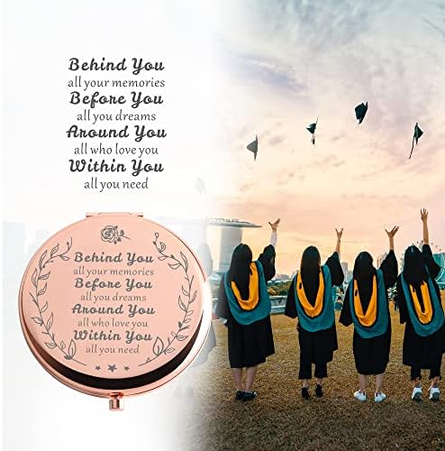 Presentes de graduação em Dyukonirty para seu espelho compacto de viagem de ouro rosa exclusivo 2023 Girls College