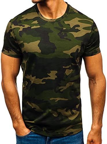 Camuflagem de camuflagem masculina esportes de fitness de manga curta Camufeca militar de camuflagem vintage camisa