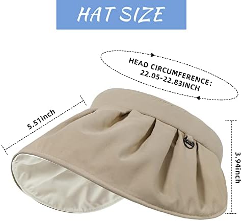 Zando UPF 50+ larga largura Sun Hat Hat Womens Sun Visor Hat Hat Summer Beach para mulheres dobráveis ​​2 em 1 Proteção UV Bandada