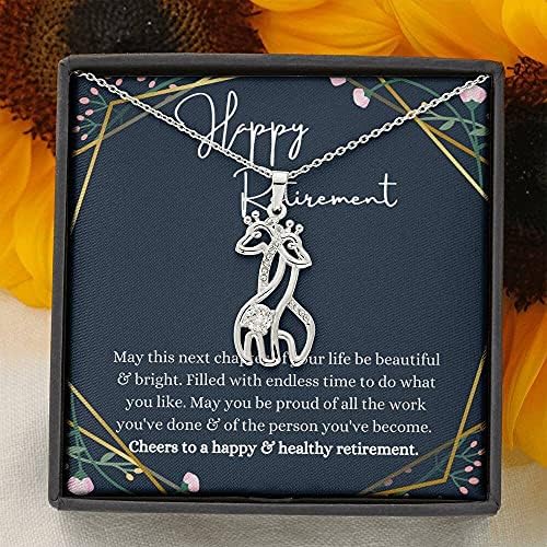 Jóias de cartão de mensagem, colar artesanal- presente personalizado girafa, presentes de aposentadoria para mulheres
