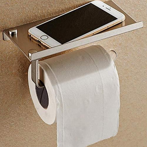 N /A Banheiro de papel higiênico suporte de papel de parede Aço inoxidável banheiro WC Caixas de lenço de papel de telefone WC com prateleira de armazenamento