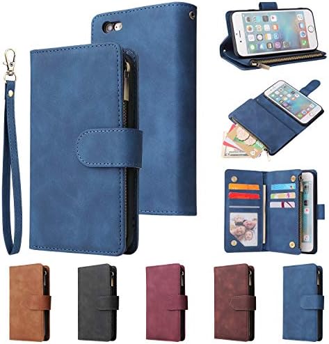 Caixa da carteira uebai para iPhone 6 Plus 6s Plus, premium slots vintage de bolso de bolso de bolso de bolso de fechamento