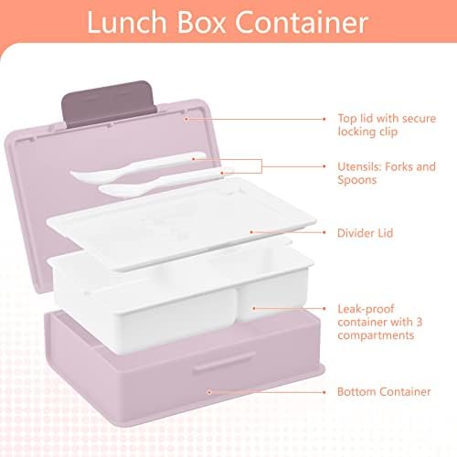 Susiyo Rosas rosa vintage e borboletas Bento Box Lunch Boites Recipientes com 3 compartimentos para adultos e adolescentes