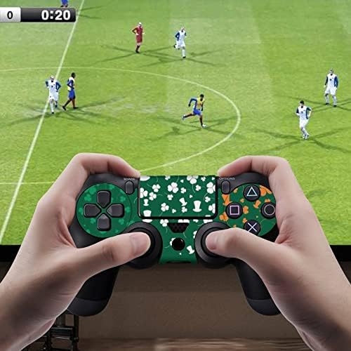 São Patricks Day Irlanda Flag fofo Skin Protector Slim Tampa para PS-4 Slim/PS-4 Pro Console & 2 Controller