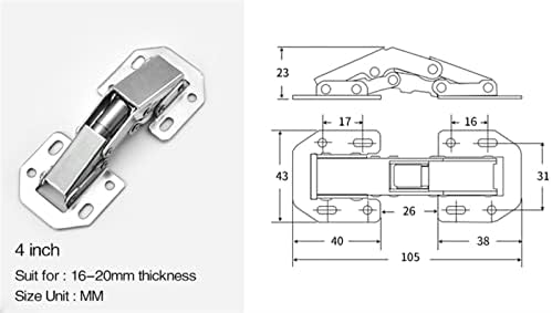 5pcs Armário de cozinha Dobra de 90 graus Hingra hidráulica de orifício sem perfuração para hardware de móveis de porta de armário