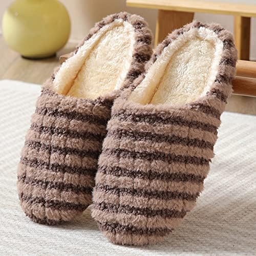 Flippers para mulheres e homens com espuma de memória macia com confortável lã de pêlo ladeado deslizamento quente em chinelos