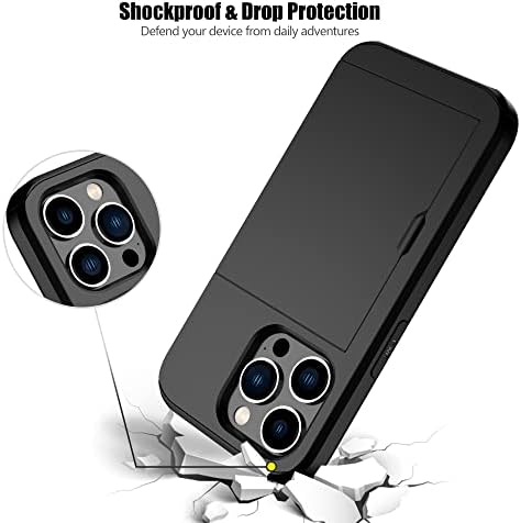 NVOLLNOE para iPhone 14 Pro Case com porta -cartas Proteção pesada Proteção dupla camada de choque de choques CARTO