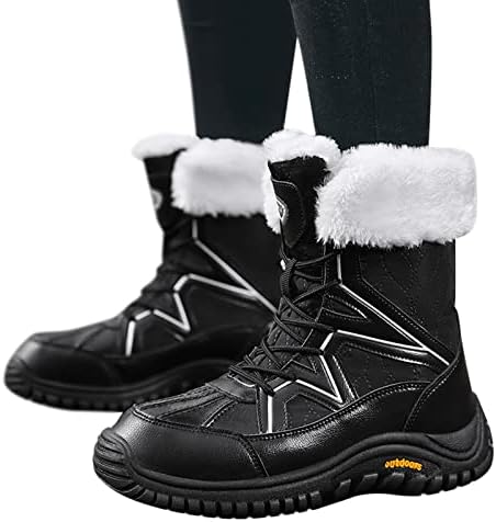 Botas femininas masbird com salto, botas de neve de pele quentes formaram botas de tornozelo à prova d'água de sapatos de botas ao ar livre