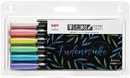 Lápis Tombow WS-BS6C Cenagem de sinal à base de água, Fujinosuke, alfaiataria flexível, cor pastel, conjunto de 6 cores