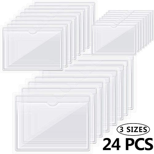 24 peças Pockets de cartão de índice autoadesivo para cartões de visita, titulares de cartão de visita de plástico transparente
