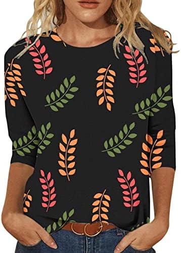 Lounge Top for Womens Fall Summer 3/4 Sleeve Crew pescoço videira gráfica floral Tops Ladies 2023 Roupas Trendy NV