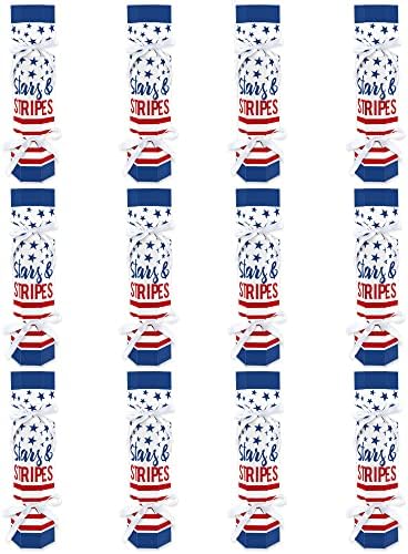 Big Dot of Happiness Stars and Stripes - Nenhum favores de mesa de festas patrióticos snap - caixas de cracker diy - conjunto de 12