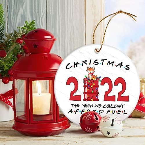 2022 Ornamento de Natal, ornamento engraçado de 2022, enfeites de Natal combustível, enfeites de árvore de Natal, enfeites de penduramento de Natal, ornamento de cerâmica - decoração de natal