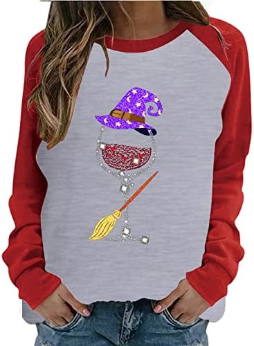 Camisas de Natal de Brkewi Fashion 2023 Ano Novo Crewneck Sleeve Sweater Matragueira Mágica Magic Bruxa Camisinho