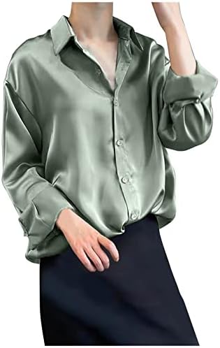 Tifzhadiao Mulher feminina de manga longa Botão de blusa para baixo camise