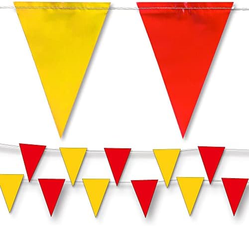 Nacarum Red e Amarelo Pennant Banner Bandeiras | OSHA 500lb Classificado | Strand resistente a desbotamento 【102ft】