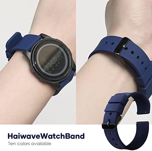 Haiwave Silicone Watch Bands 18mm 20mm 22mm 24mm Redução rápida Premium tiras de reposição de borracha macia (preto, verde,