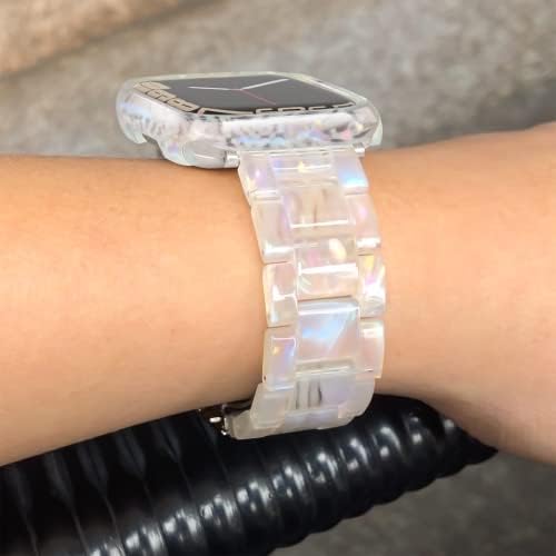 YGTIECS Starlight Resin Apple Watch Series 8 Series 7 45mm + 45mm de resina, leve, confortável, compatível com a Apple Watch Series 8 e 7 Band, moda para Apple Watch Band Series 8 e 7
